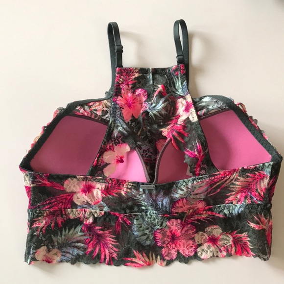 PINK VICTORIA’S SECRET HI NECK LACE BRA BRALETTE - Picture 5 of 6